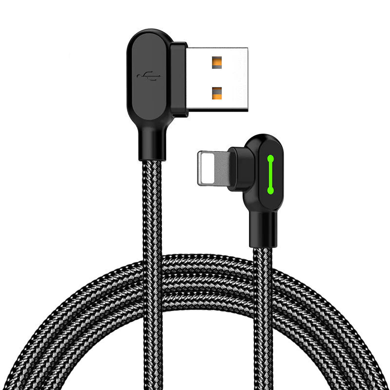 Dual-Sided Elbow Charging Cable with LED