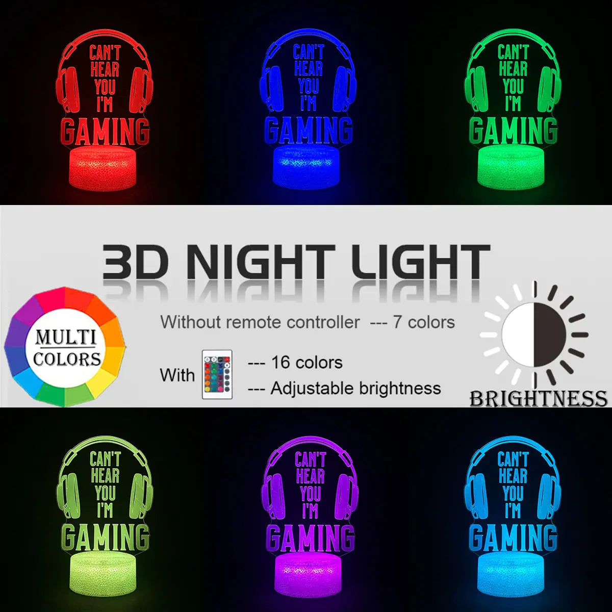 3D RGB LED Gaming Lamp